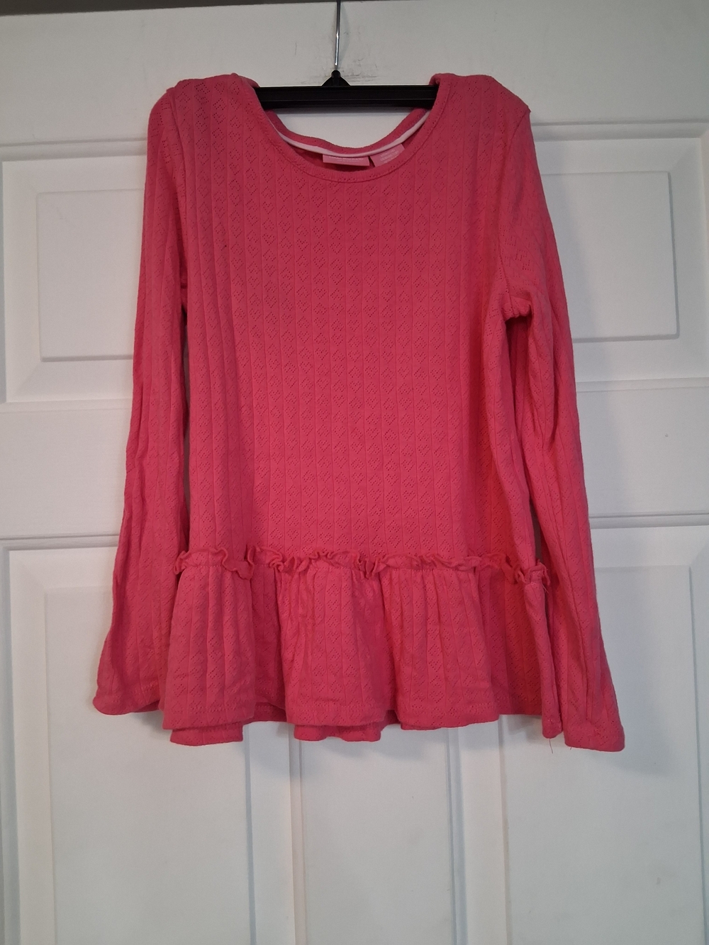 Isaac Mizrahi Coral Pink Knit Peplum Long Sleeve Top Size 7/8